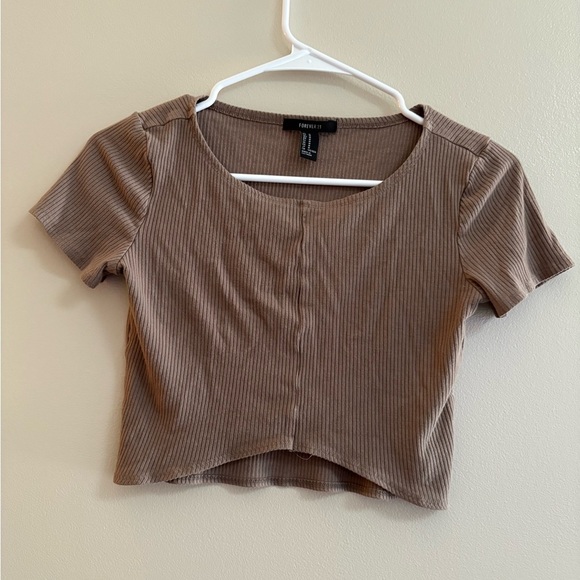 Forever 21 Tops - Forever 21 Brown Ribbed Crop Top